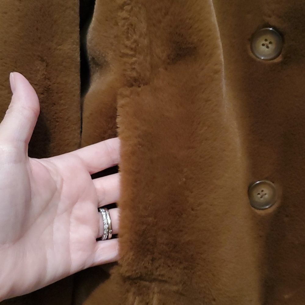Vince Double Breasted Faux Fur Coat - Picture 3 of 6